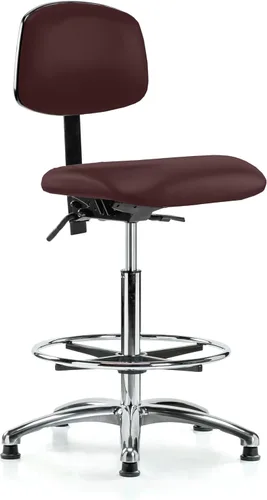 Vista 62 de Perch - Silla de laboratorio con ruedas cromadas con soporte de respaldo ajustable, altura del escritorio de 17 a 22 pulgadas, tela negra