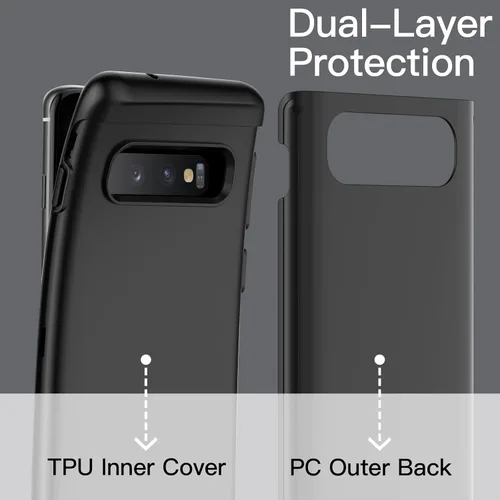 Vista 3 de JETech Funda resistente a prueba de golpes para Samsung Galaxy S10, funda protectora resistente de doble capa con absorción de golpes (negro)