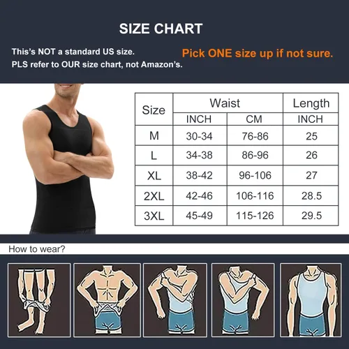 Vista 8 de Lgtfy Camisetas de compresión para hombre de ginecomastia, camiseta sin mangas adelgazante, camisetas con control de abdomen, cambio en segundos