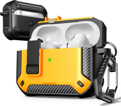Vista 179 de R-fun Funda de carga compatible con AirPods de 2ª generación 2019, 1ª generación 2016, protección completa contra caídas, tapa desplegable