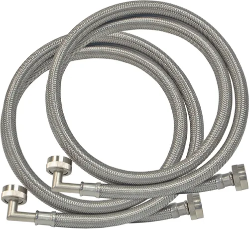 Vista 13 de Eastman 41065 manguera para lavadora de acero inoxidable con codo de 90 grados, 3/4 pulgadas X 3/4 pulgadas, 1 par