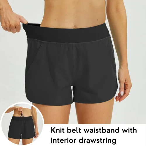 Vista 5 de Willit Pantalones cortos de natación de secado rápido para mujer de 3 pulgadas con forro de breve UPF 50+