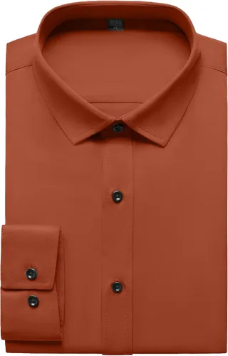 Vista 7 de JEMITOP Mens Stretch Wrinkle Free Dress Shirts Naranja quemado