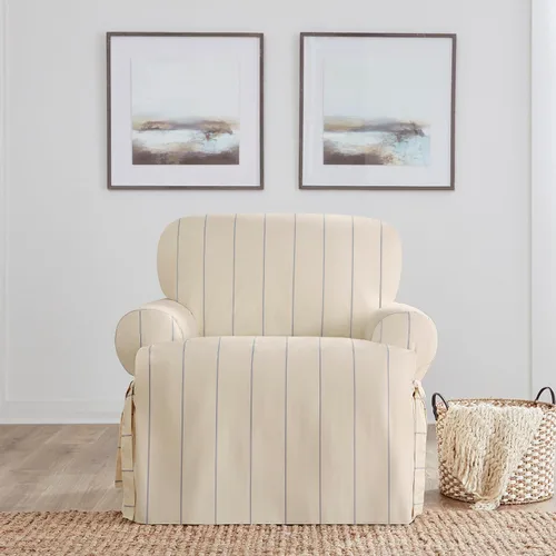 Vista 23 de SureFit Funda de cojín en T de algodón pesado para sillón de pato – Funda de una pieza, ajuste tejido relajado, 100% algodón, lavable a máquina
