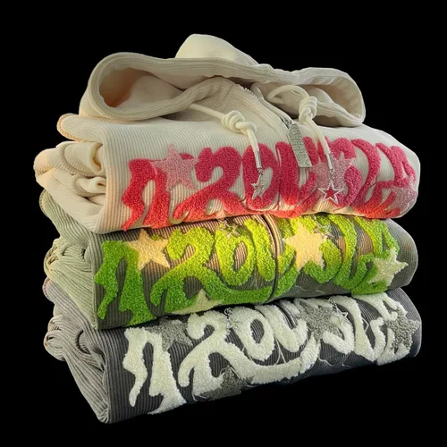 Vista 6 de Sumleno Y2K - Sudadera con capucha y cremallera con estampado de letras y estampado de estrellas, grunge, sudadera de pana con capucha de gran