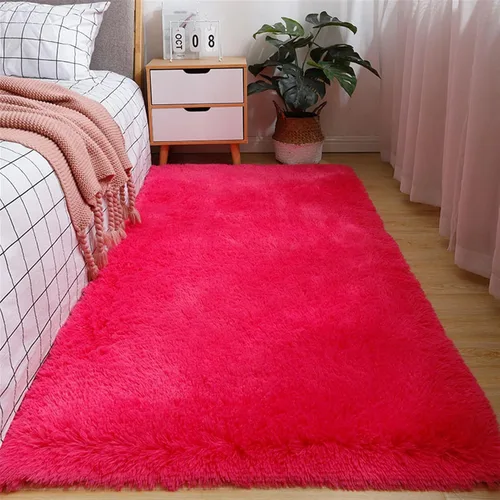 Vista 16 de GIBZ Alfombra rectangular de pelo largo de piel para interiores, antideslizante, suave, para dormitorio, sala de estar, lavable, color azul, 2