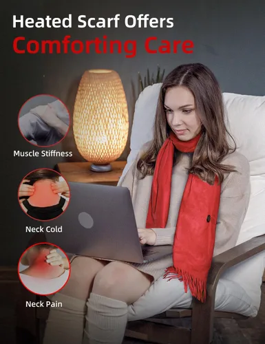 Vista 6 de Heated Scarf for Women Include Rechargeable Battery, Electric Heated Scarf for Cold Weather