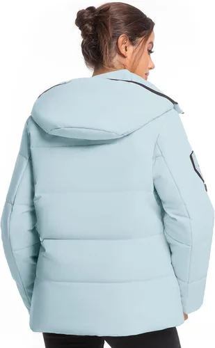 Vista 3 de Chaqueta aislante para mujer, resistente al viento, impermeable, con capucha, para esquí, snowboard, con múltiples bolsillos
