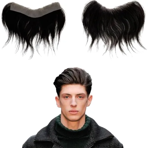 Vista 7 de Voloria Tupé de cabello humano 100 % de piel sintética para hombre, peluca frontal para retroceso, sistemas de reemplazo de línea capilar natural