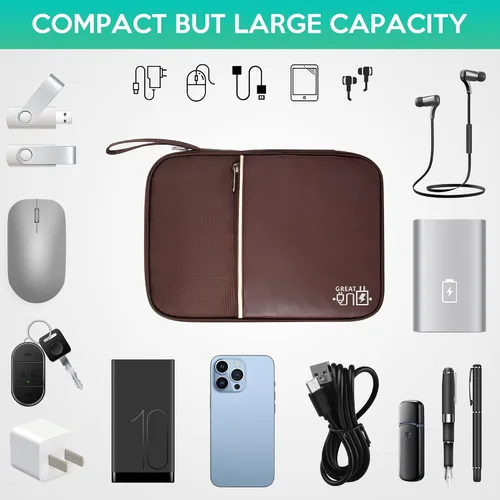 Vista 3 de Organizador de electrónica, bolsa organizadora de cables de viaje, compacta, impermeable, accesorios electrónicos, estuche para cables duros