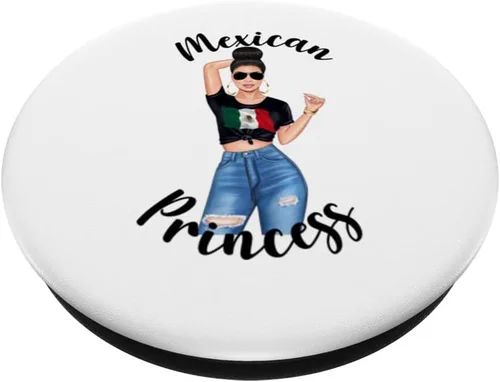 Vista 2 de Moño desordenado de princesa mexicana México, cabello latina princesa PopSockets intercambiables PopGrip