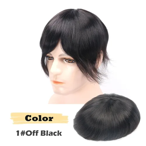 Vista 4 de Toupee - Sistema de reemplazo de cabello para hombres, cabello humano real, 5 x 7 pulgadas, base de encaje mono, extensión duradera para hombre