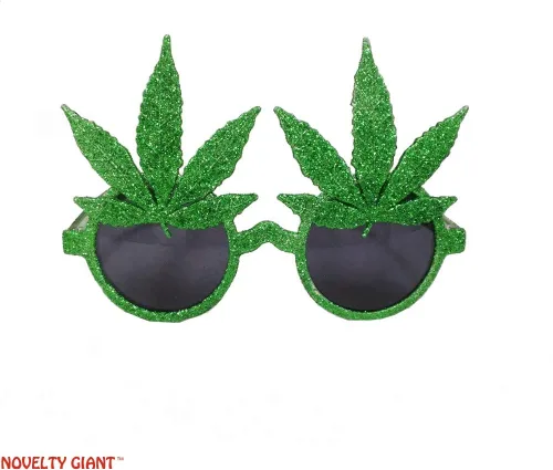 Vista 6 de Gafas de sol novedosas de marihuana Pot Leaf, Verde