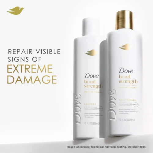 Vista 3 de Dove Fuerza de Enlace, Sistema de Terapia de Daños – Champú, Acondicionador, Suero Escudo 10-en-1 y Mascarilla de Péptidos, Tratamiento