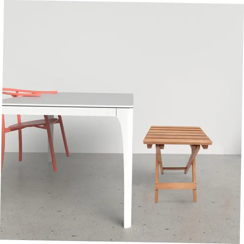 Vista 2 de Chic Solid Wood Long Strip Folding Chair Stool Kitchen Stool Portable Natural Wood