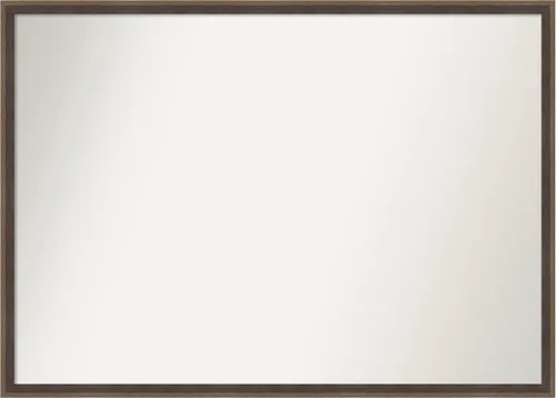 Vista 113 de Amanti Art Brown Bathroom Mirror for Over Sink, 21x33 Custom Made Hardwood Wedge Mocha Rectangle Vanity Mirror, Large Modern Wood Frame, Hangs