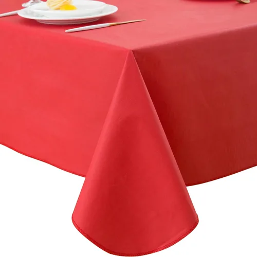 Vista 15 de LIBERECOO Mantel de vinilo con reverso de franela, negro sólido, impermeable, resistente a las manchas, mantel de mesa fácil de limpiar