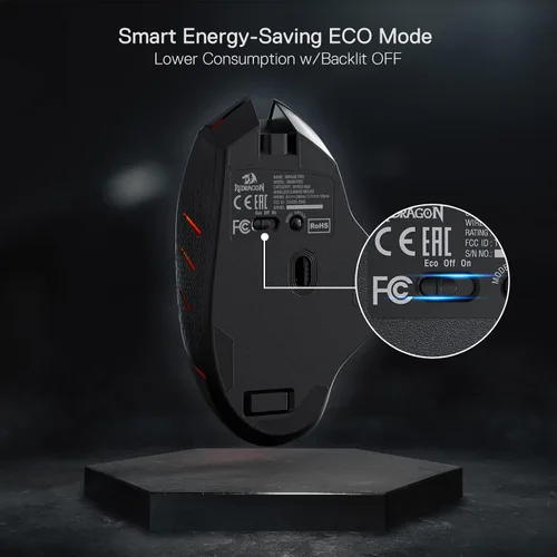 Vista 6 de Redragon M690 PRO - Mouse inalámbrico para juegos 8000 DPI con cable y llave de disparo rápido 8 botones macro diseño ergonómico para PC Maclaptop