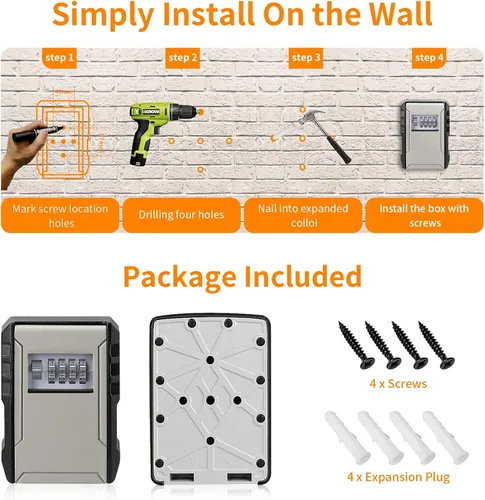 Vista 7 de Caja de bloqueo de llave de capacidad extra grande UPGRADE, caja de bloqueo de llave montada en la pared resistente a la intemperie para llaves