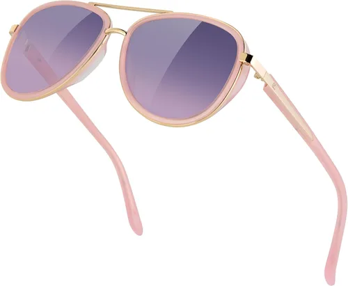 Vista 18 de BIRCEN Gafas de sol polarizadas para mujer con protección UV - Sombras retro espejadas con montura de acetato BC2001 A-Rosa