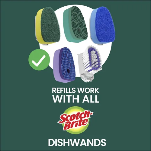 Vista 9 de Scotch-Brite Varita Lavavajillas Antiarañazos, Estropajo para Limpiar Cocina, Baño y Hogar, Estropajo de Platos Antiarañazos Seguro para Utensilios