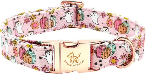 Vista 27 de Elegant little tail Collar para perro de Pascua, collar de perro con estampado de huevos de conejo, collar para mascotas, collar rosa para perros