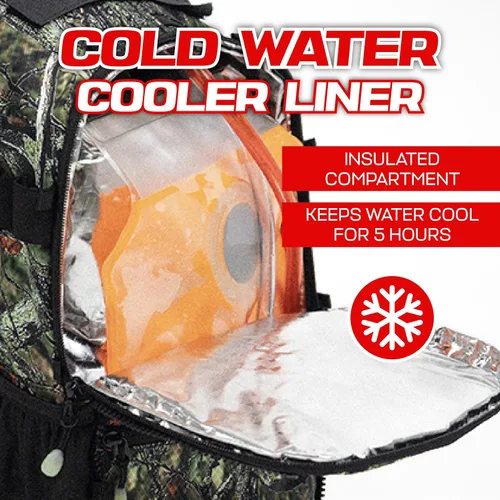 Vista 4 de RAVERUNNER Mochila de agua Dino Festival – Hidratación de doble cámara – Mochila de agua aislada de 3 litros para raves, festivales, senderismo