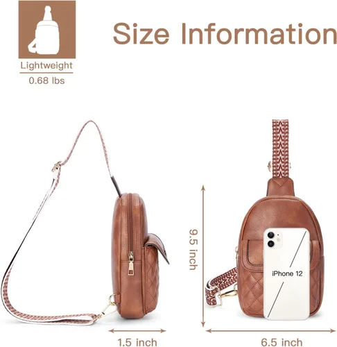 Vista 6 de Telena Riñonera de cuero vegano para mujer, bolsa cruzada en el pecho para mujer
