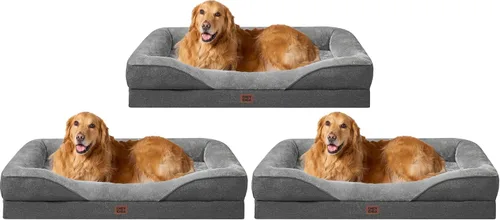 Vista 65 de EHEYCIGA Cama para perro de espuma viscoelástica para tamaño mediano, sofá ortopédico para perro con lados y forro impermeable, sofá cama lavable