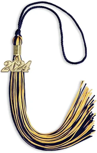 Vista 295 de Endea Graduation - Borla de doble color mixto con fecha dorada (negro/dorado antiguo, 2021)