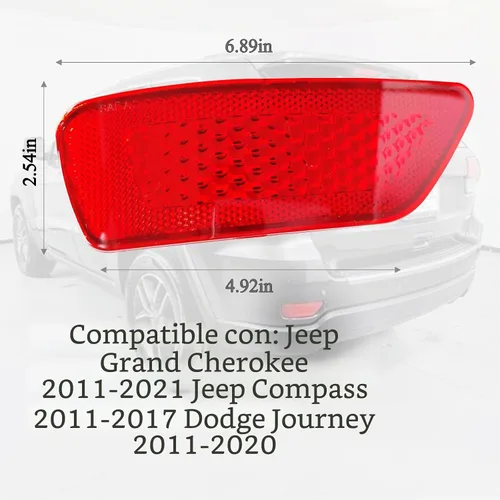 Vista 2 de 57010721AC Reflector de parachoques trasero izquierdo del lado del conductor compatible con Jeep Grand Cherokee 2011-2021, Jeep Compass 2011-2017