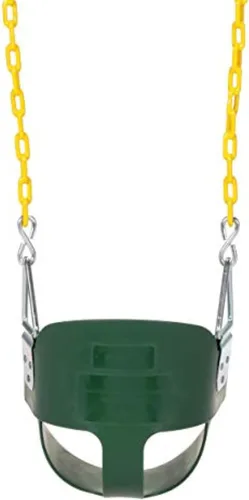 Vista 2 de Columpio Eastern Jungle Gym resistente, con respaldo alto, para bebés, con cadenas cubiertas y correa de seguridad