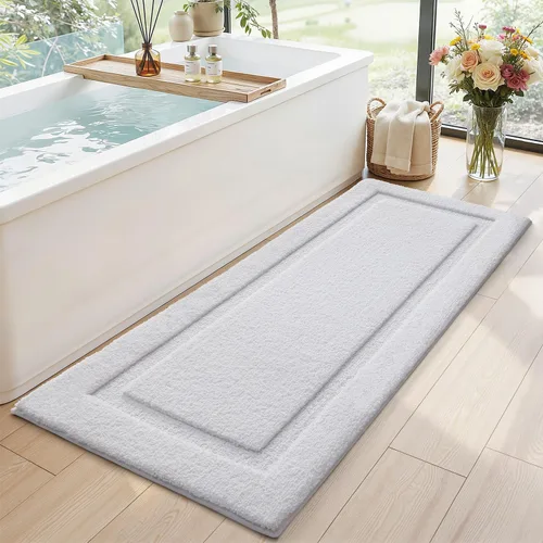 Vista 39 de LUMI Alfombras de baño ultrasuaves antideslizantes con parte trasera de goma, absorbente y lavable, de secado rápido, alfombra de felpa de Beige