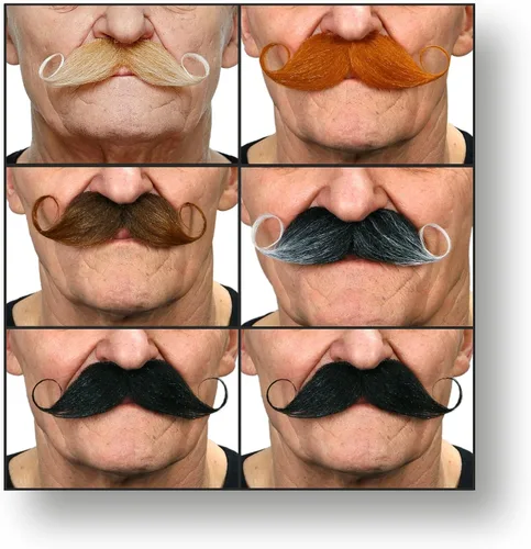 Vista 12 de Mustaches Self-Adhesive Fake Mustache, Synthetic Fur Costume Accessory Set Jengibre