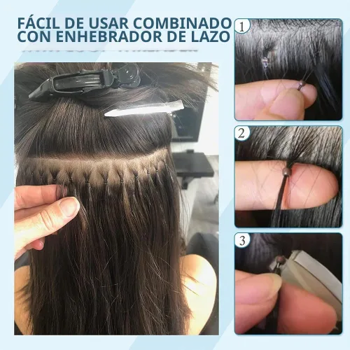 Vista 5 de 1000 cuentas precargadas de nano-cuentas forradas de silicona de 0.118 pulgadas para extensiones de cabello, extensiones de cabello humano