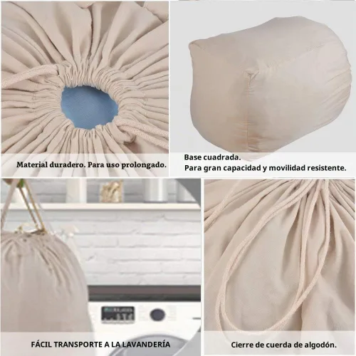 Vista 5 de MCleanPin Bolsas de lavandería lavables con asas, bolsas de almacenamiento de ropa sucia de 140 L para cesta de lavandería y cesta con forro