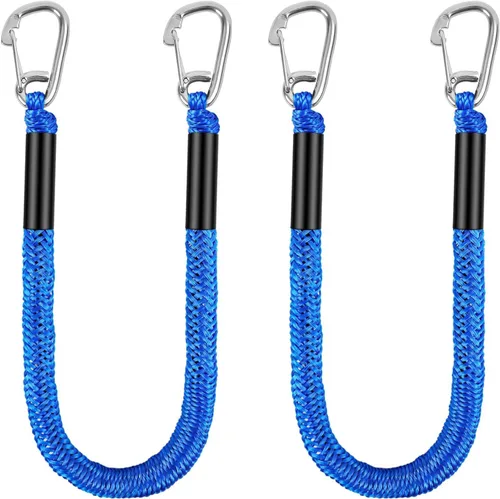 Vista 12 de Cuerda de amarre para lancha de 3.5 pies, paquete de 2 amarres para embarcaciones para acoplamiento de cables elásticos negros, accesorios