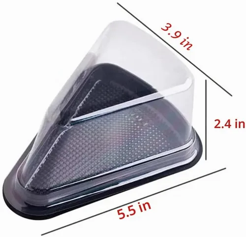 Vista 3 de SOLUSTRE 40 recipientes de plástico transparente para tartas, tiramisú, mousse, postre, triángulo, 40