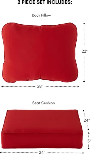 Vista 3 de Greendale Home Fashions Juego de cojines de asiento profundo para exterior de 2 piezas, Fuego