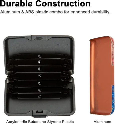 Vista 6 de Kaabao Soporte para tarjetas de crédito, cartera de metal para tarjetas de bloqueo RFID, mini funda rígida de aluminio delgada para tarjetas