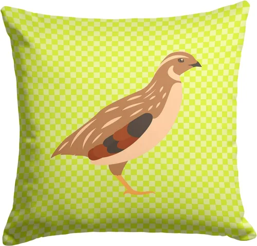 Vista 343 de Caroline's Treasures BB8163PW1414 Beltsville - Almohada decorativa de tela a cuadros pequeños, color blanco, pavo y gallina azul, lavable a máquina