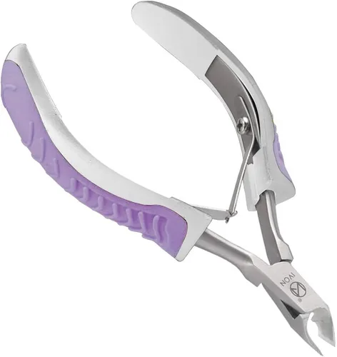 Vista 8 de IVON - Cortadora de cutículas profesional, cortador de cutículas antideslizante de acero inoxidable, pinza azul