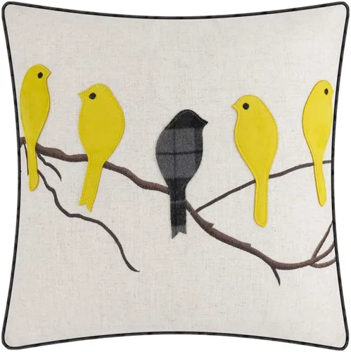 Vista 9 de JWH Funda de almohada decorativa con diseño de pájaros coloridos, funda de cojín lumbar color amarillo aguamarina, funda de almohada para decoración
