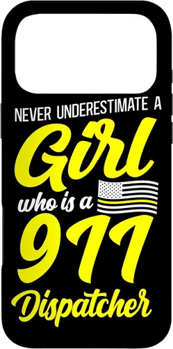 Vista 22 de 911 Dispatcher Thin Gold Yellow Line Girl Female Never Case for iPhone 16