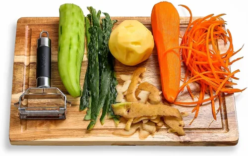 Vista 5 de DEISS PRO Dual – Pelador en juliana y pelador de verduras — Mango cómodo antiderrapante — Herramienta increíble para preparar ensaladas y fideos
