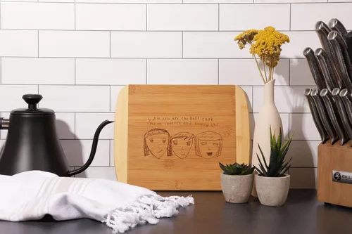 Vista 7 de Tabla de cortar de madera personalizada para recetas (gruesa), grabado a mano, receta Receta familiar, regalo de reliquia familiar Embutidos