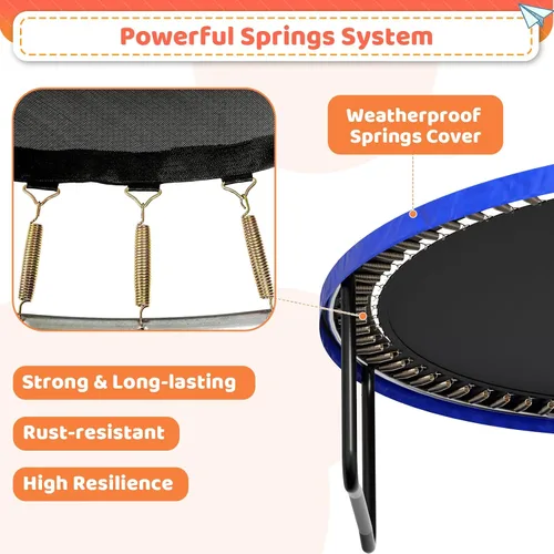 Vista 5 de Zevemomo Trampolín para exteriores para niños y adultos, trampolín recreativo de 12 pies, 14 pies, 15 pies, 16 pies, con red de seguridad y postes