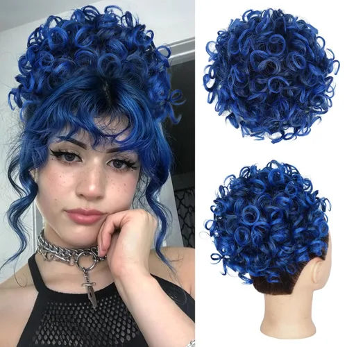 Vista 27 de Lommel Moño desordenado del pelo del pedazo natural suave rizado bollos Hairpieces (13W) Moño de pelo rizado suelto con cordón para mujer
