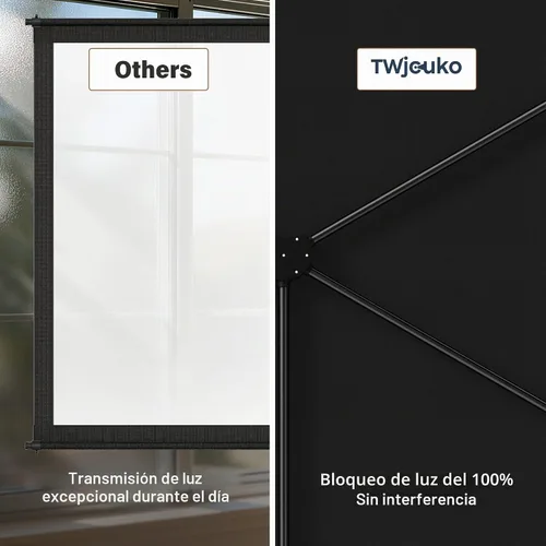 Vista 8 de Pantalla de proyector con soporte, pantalla de proyección interior de 80 pulgadas con respaldo negro, pantalla de proyector portátil con trípode