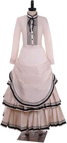 Vista 5 de Disfraz vintage victoriano gótico para cosplay, vestido de baile de la bella del sur de la guerra civil, vestido eduardiano para teatro de Halloween